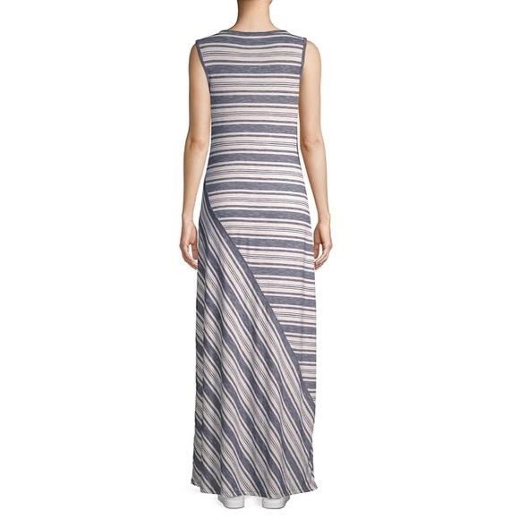 Max Studio Coral Color Striped Long Tank Dress - Picture 4 of 7